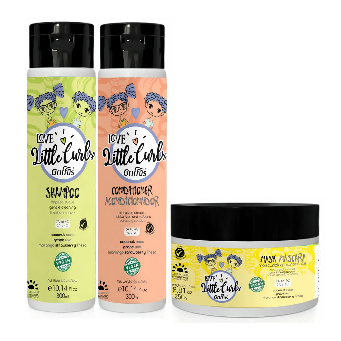 Kit (2A-4C) KIDS Shampoo + Condicionador +Máscara LITTLECURLS - griffuscosmeticos