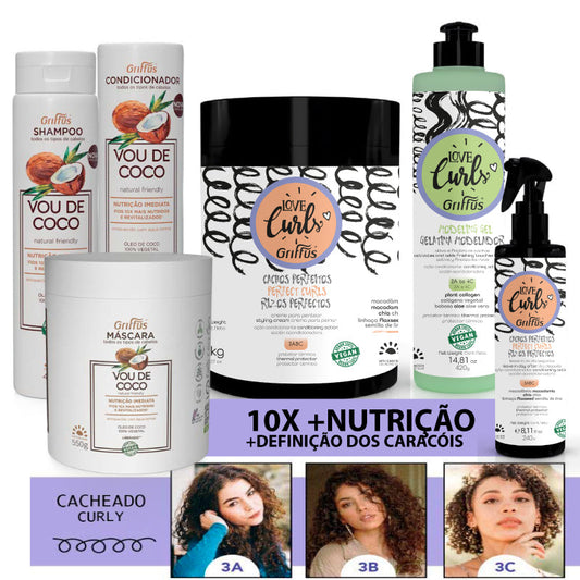 Kit (3ABC) Nutrida&Cacheada 6P1 Griffus Cosmeticos