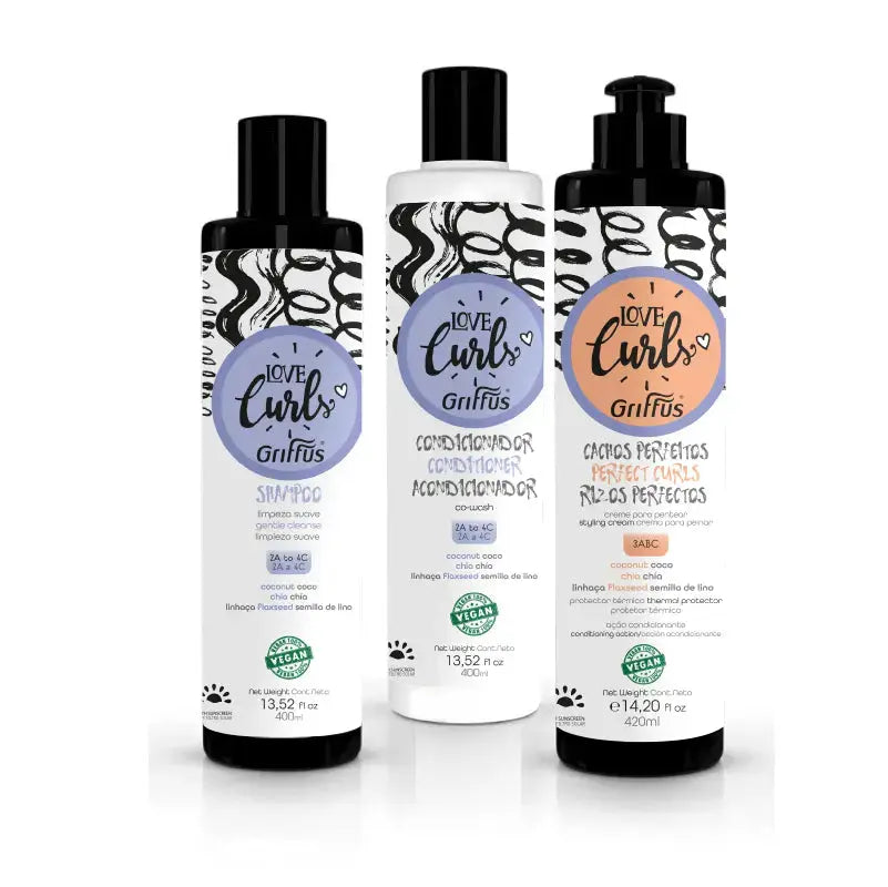 Kit (3ABC) Cacheados - Shampoo + Condicionador + Creme para Pentear Griffus Cosmeticos