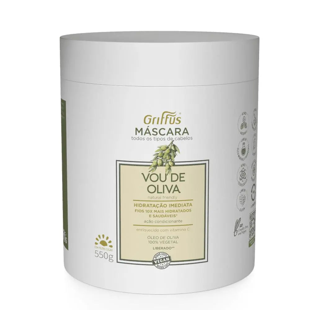Mascara Capilar Hidratação Imediata (1A-4C) VOU DE OLIVA 550 g - griffuscosmeticos
